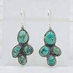 Tibetan Turquoise 2" 925 Sterling Silver Earring (RS42-150)