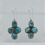Tibetan Turquoise 1.75" 925 Sterling Silver Earring (RS42-171)