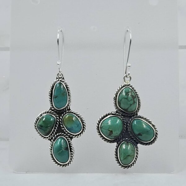 Tibetan Turquoise 1.75" 925 Sterling Silver Earring (RS42-180)