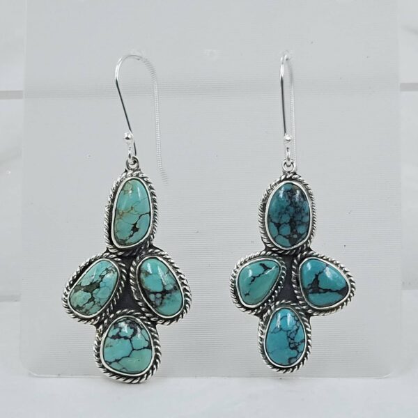 Tibetan Turquoise 1.75" 925 Sterling Silver Earring (RS42-181)