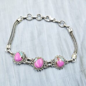 Cotton Candy Turquoise 925 Sterling Silver Bracelet (REXT92-85)