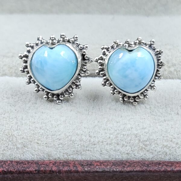 Larimar 925 Sterling Silver Stud Earring (REXT80-14) - Image 2