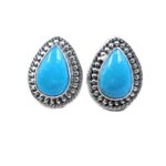 Kingman Turquoise 925 Sterling Silver Stud Earring (REXT80-27)
