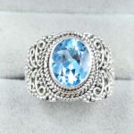Blue Topaz  925 Sterling Silver Ring (REXT106-1)
