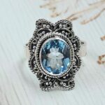 Blue Topaz  925 Sterling Silver Ring (REXT106-2)