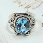 Blue Topaz  925 Sterling Silver Ring (REXT106-3)