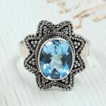 Blue Topaz  925 Sterling Silver Ring (REXT106-4)