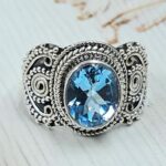 Blue Topaz  925 Sterling Silver Ring (REXT106-5)