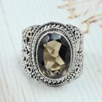 Smoky Quartz 925 Sterling Silver Ring (REXT110-96)