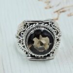 Smoky Quartz 925 Sterling Silver Ring (REXT110-102)