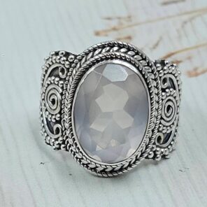Rose Quartz 925 Sterling Silver Ring (REXT111-17)