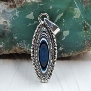 Fordite 1" 925 Sterling Silver Pendant (REXT106-17)
