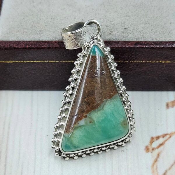 Bio Chrysoprase 1.25" 925 Sterling Silver Pendant (RS56-135)