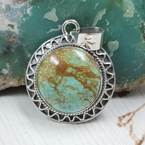 Kingman Turquoise 1.25" 925 Sterling Silver Ring (REXT53-78)