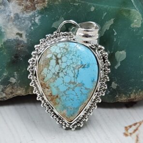 Kingman Turquoise 1.25" 925 Sterling Silver Ring (REXT53-71)
