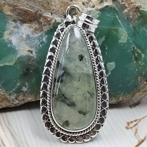 Prehnite 1.5" 925 Sterling Silver Ring (REXT53-54)