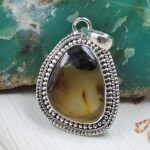 Montana Agate 1.25" 925 Sterling Silver Pendant (REXT105-11)