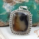 Montana Agate 1.5" 925 Sterling Silver Pendant (REXT105-14)