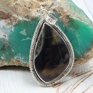 Montana Agate 1.75" 925 Sterling Silver Pendant (REXT105-29)