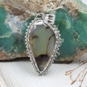 Montana Agate 1.75" 925 Sterling Silver Pendant (REXT105-30)