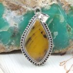 Montana Agate 1.5" 925 Sterling Silver Pendant (REXT105-31)