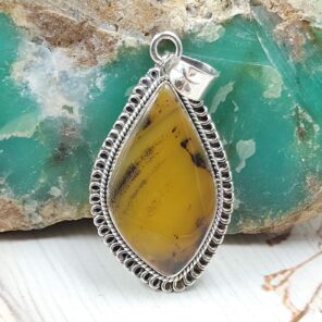 Montana Agate 1.5" 925 Sterling Silver Pendant (REXT105-31)