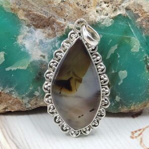 Montana Agate 1.5" 925 Sterling Silver Pendant (REXT105-33)