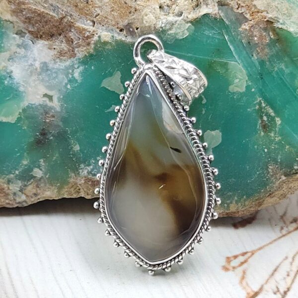Montana Agate 1.5" 925 Sterling Silver Pendant (REXT105-34)