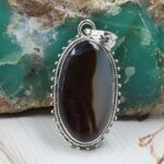 Montana Agate 1.5" 925 Sterling Silver Pendant (REXT105-38)