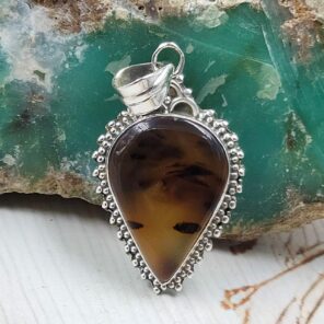 Montana Agate 1.5" 925 Sterling Silver Pendant (REXT105-39)