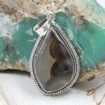 Montana Agate 1.5" 925 Sterling Silver Pendant (REXT105-40)