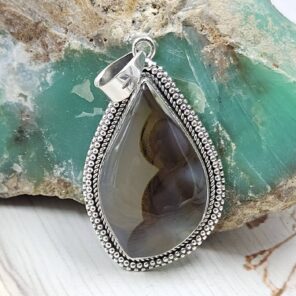 Montana Agate 1.5" 925 Sterling Silver Pendant (REXT105-40)