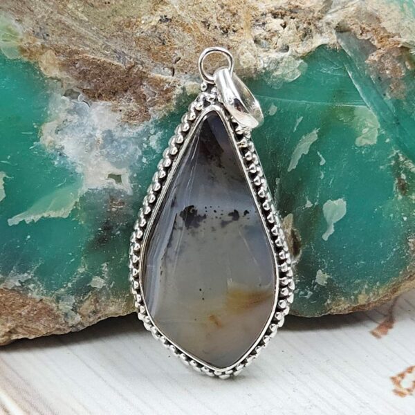 Montana Agate 1.5" 925 Sterling Silver Pendant (REXT105-42)