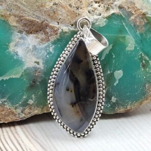 Montana Agate 1.5" 925 Sterling Silver Pendant (REXT105-43)