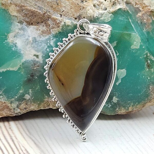 Montana Agate 1.5" 925 Sterling Silver Pendant (REXT105-44)
