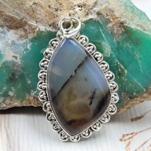 Montana Agate 1.5" 925 Sterling Silver Pendant (REXT105-45)