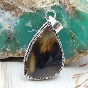 Montana Agate 1.5" 925 Sterling Silver Pendant (REXT105-46)