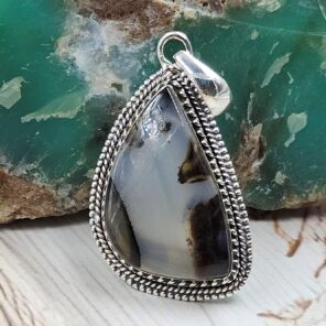 Montana Agate 1.5" 925 Sterling Silver Pendant (REXT105-47)