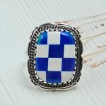 Aurora Opal Checkerboard Size US 7 925 Sterling Silver Ring (REXT112-163)