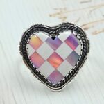 Aurora Opal Checkerboard Size US 9 925 Sterling Silver Ring (REXT112-126)