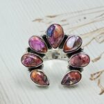 Pink Dahlia Turquoise Naja 925 Sterling Silver Ring (REXT118-13)