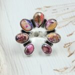 Pink Dahlia Turquoise Naja 925 Sterling Silver Ring (REXT118-2)