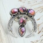 Pink Dahlia Turquoise Naja 925 Sterling Silver Ring (REXT118-8)