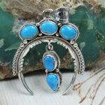 Kingman Turquoise Naja 1.75" 925 Sterling Silver Pendant (REXT119-5)