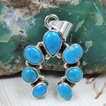 Kingman Turquoise Naja 1.25" 925 Sterling Silver Pendant (REXT119-9)