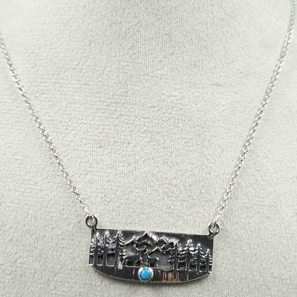 Kingman Turquoise 9″ 925 Sterling Silver Southwest Necklace (REXT120-14) - Image 2