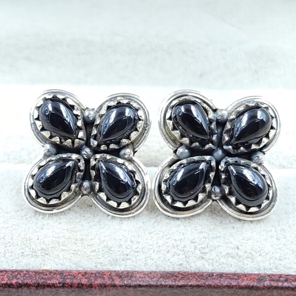 Black Onyx 925 Sterling Silver Stud Earrings (REXT123-2) - Image 2