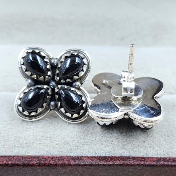 Black Onyx 925 Sterling Silver Stud Earrings (REXT123-2) - Image 3