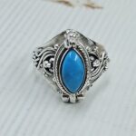Kingman Turquoise 925 Sterling Silver Poision Box Ring (REXT125-10)