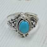 Kingman Turquoise 925 Sterling Silver Poision Box Ring (REXT125-15)